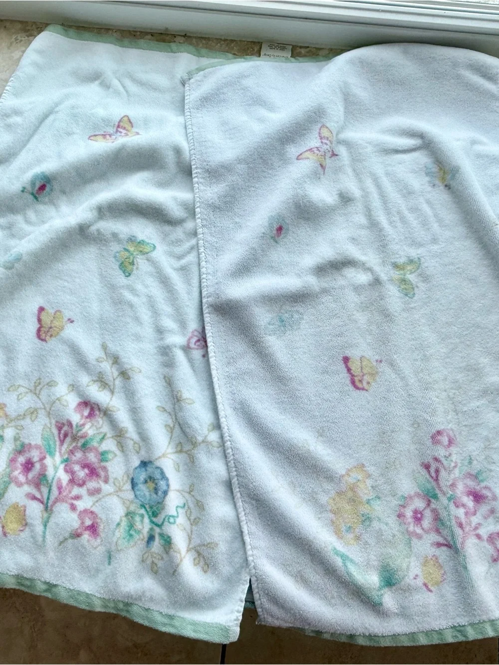 Lenox Butterfly Meadows Shower Curtain and 5 Bathroom Towel Set - Bath and Hand